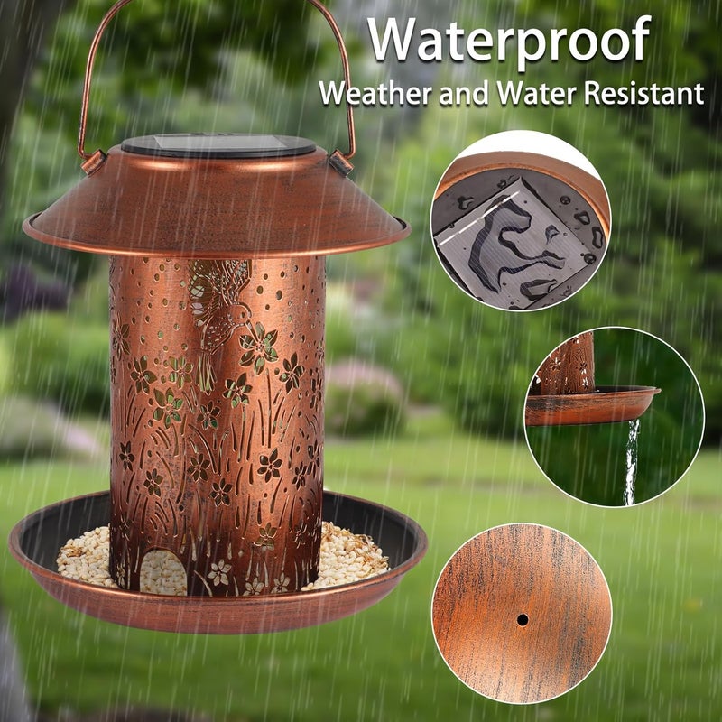 Tepaken Bird Feeders for Outdoors Hummingbird Solar Lanterns Outdoor Waterproof Hanging Garden Decor Birthdays for Women Mom Metal Solar Decoration Outside for Yard, Patio, - Image 4